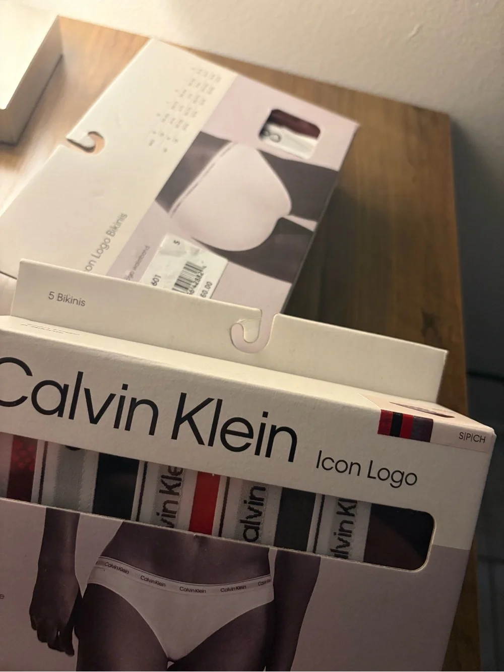 Calvin Klein Icon Logo Men's Bikini Briefs - White with Multicolor Waistbands